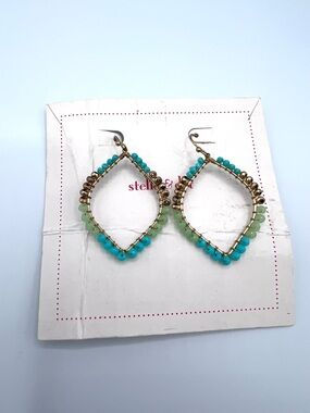 Stella & Dot Beaded Teardrop Earrings in Turquoise & Mint